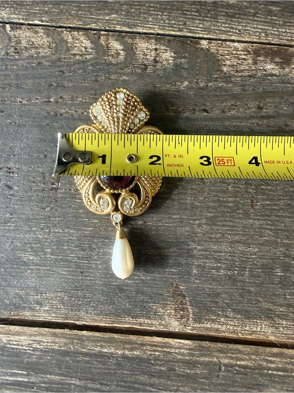 VINTAGE JEFF LIEB STATEMENT BROOCH - Purple Cabochon & Rhinestones